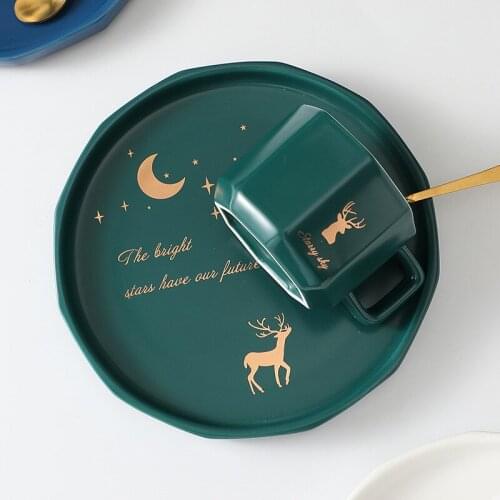 Small Luxury Ceramic Coffee Cup Set Mug Cup Office Afternoon Cup and Saucer Set Household cup