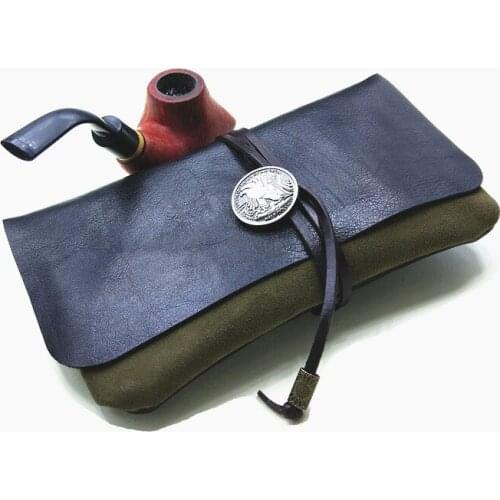 New Lambskin Soft Leather Tobacco Pouch Handmade Portable Large Capacity Pipe Tobacco Storage Bag Holder Smoking Cigarette Case