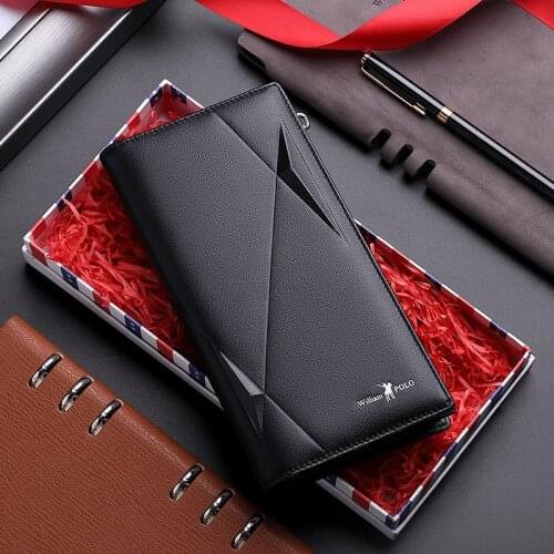 2021 new wallet mens long leather multi-card position cowhide ultra-thin soft wallet high-end card package trend cowhide wallet