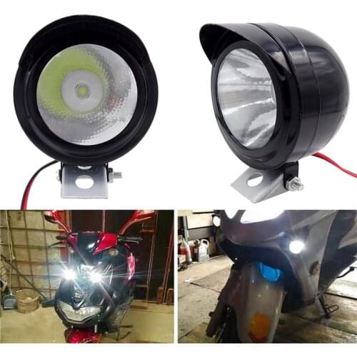 1 Pair Black Left & Right Motorcycle Front Headlights 12V/3W LED Round Turn Signal Lamp Motorbike Driving Lights Spotlights