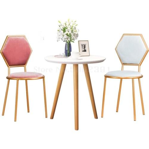 Simple Modern Golden Dressing Chair, Velvet Back, Nail Stool, Coffee, Milk, Tea, Leisure Iron Chair, Nordic Dining Chair