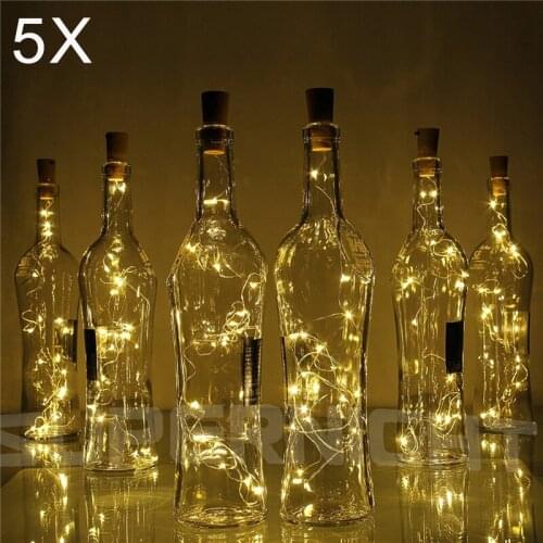 5X Silver Wire Fairy Garland Bottle Stopper For Glass Craft LED string lights Wedding Christmas New Year Holiday Decoration