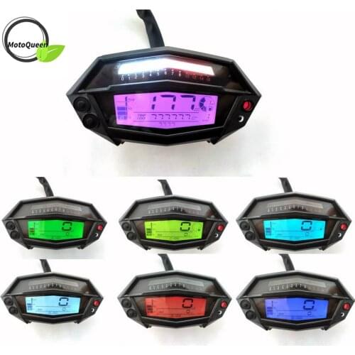 MOTOQUEEN Motorcycle tachometer hour meter digital speedometer gear indicator 7 colors parts Universal For Kawasaki Z1000