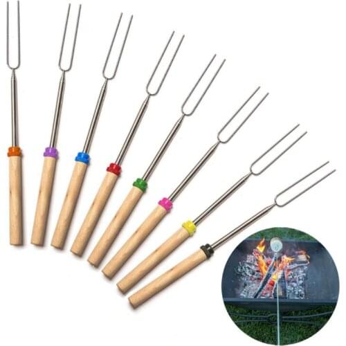 Stainless Steel BBQ Marshmallow Roasting Sticks Extending Roaster Telescoping LX2308