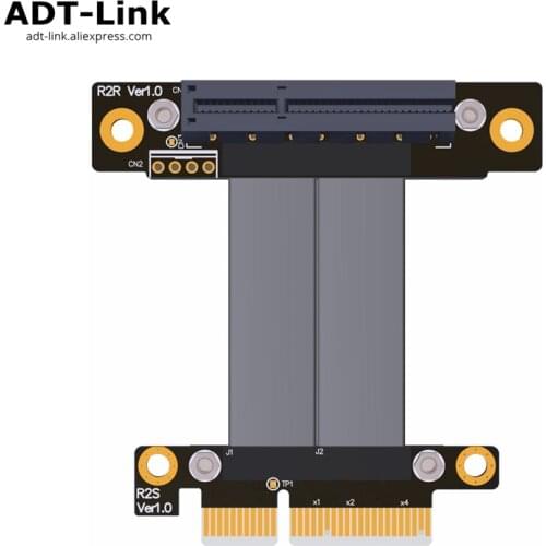 PCIe 3.0 x4 to x4 Extension Cable 32G/bps PCI-E 4x GTX1080Ti Graphics SSD RAID Extender Conversion Cable Elbow Right Angled