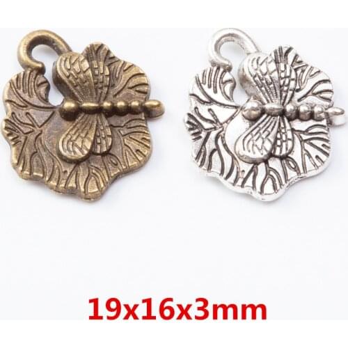 25pcs Lotus dragonfl Vintage Ancient zinc alloy charms pendant suitable for DIY Bracelet Necklace metal jewelry accessories 7338