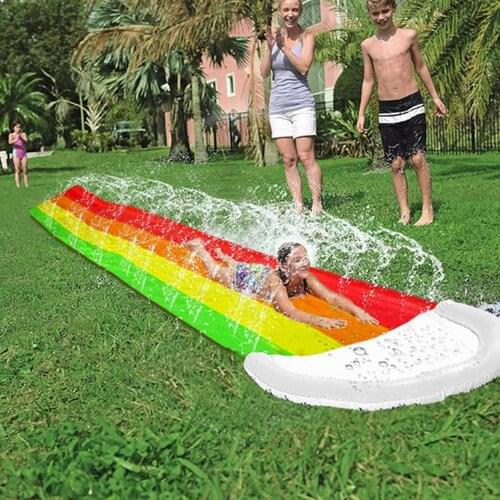 Funny Rainbow Summer Lawn Water Slide Slip Waterslide for Kids Adults Outdoor Garden Backyard Party Water Sport Toys 189x30inch