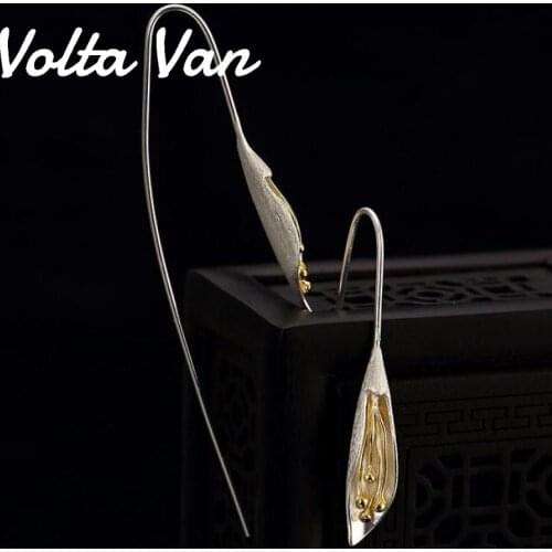 Volta Van Vintage Women Drop Earrings Pendientes Plata 925 Sterling Silver 2021 New Fine Jewelry Elegant Flower Concise Earrings