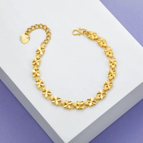 24k Gold YSM B341 European Style Jewelry 2021 Trend Copper Alloy Bracelet For Women Four Leaf Clover Wedding Gift Bracelet