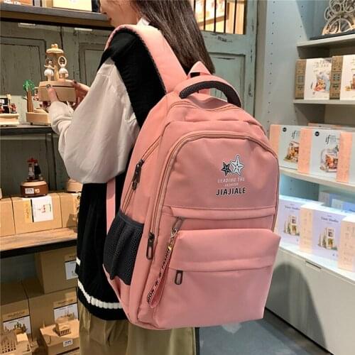 Teenage Girl Backpack Middle Student SchoolBag Nylon Backpack Women College Style Bagpack Female Large Capacity 2021 New