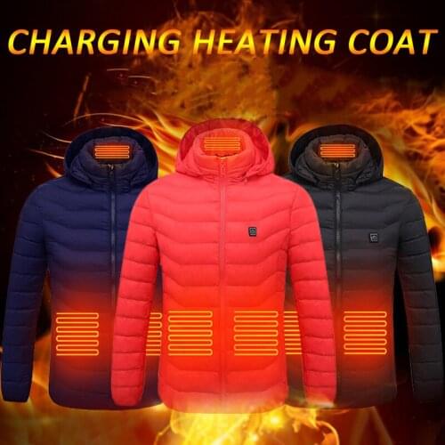 Electric Heated Vest Jackets USB Electric Heating Hooded Cotton Coat Camping Hiking Hunting Thermal Warmer Jacket Winter Outdoor