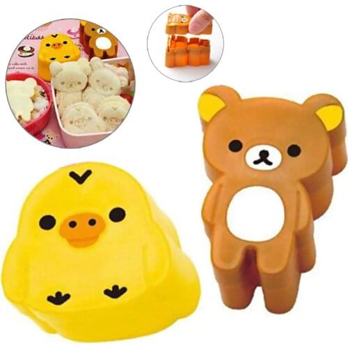 1 Pair Cute Cartoon Shape Bear & Chicken Diy Sushi Mold Rice & Vegetable Roll Molds Bento Box Kawaii Onigiri Japanese Food