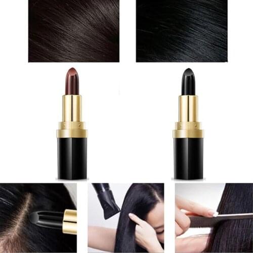 1PC Black Brown Hair Color New Temporary Cosmetic Cover Your Grey White Hair Touch Up Hair Color Lipstick #F
