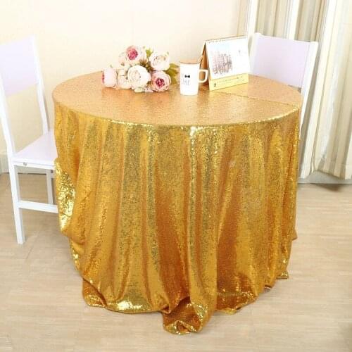 1pc Champagne Silver Rose Gold Sequin Table Cloth Round Sparkly Bling Overlay Tablecloth for Wedding Party Christmas Decoration