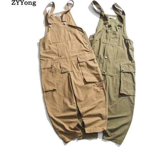 2020 Sping Wild American Street Fashion Cotton Trend Couple Loose Straight Pocket Bib Mens Overalls Casual Trousers Jumpsuit