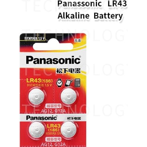4X PANASONIC AG12 LR43 186 0%Hg for Watches Toys 1.5V Cell Alkaline batteries For calculator 0%Hg