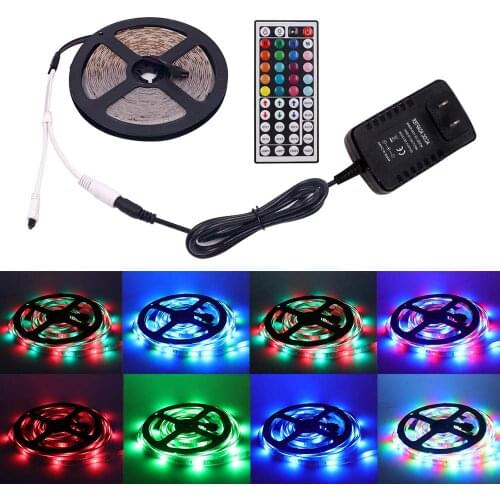 5m 10m 15m 20m LED Strip 5050 2835 IP20 RGB Strip LED Light Flexible Ribbon Stripe DC 12V RGB Diode Tape IR Controller Adapter