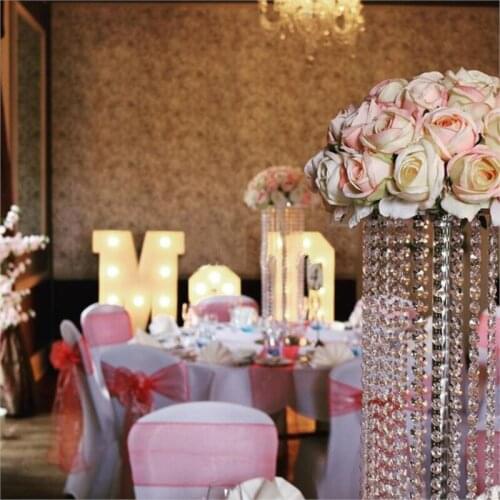 60cm Tall Silver Wedding Crystal Pillar Bling Crystal Flower Stand Aisle Road Leads Wedding Props
