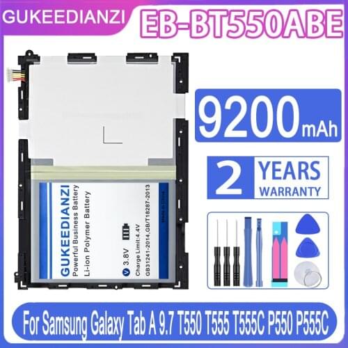 GUKEEDIANZI 9200mAh Tablet EB-BT550ABE Battery For samsung Galaxy Tab A 9.7" SM-P351 SM-P550 SM-T555 SM-T555C Gift Tools