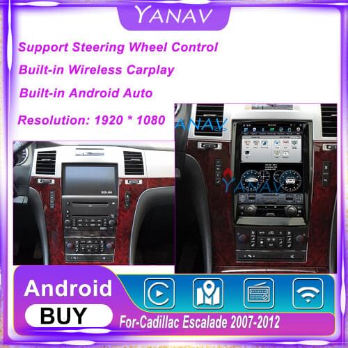 Vertical screen Car GPS Player For-Cadillac Escalade 2007-2012 radio multimedia navigation stereo PX6 Tesla Style Android system