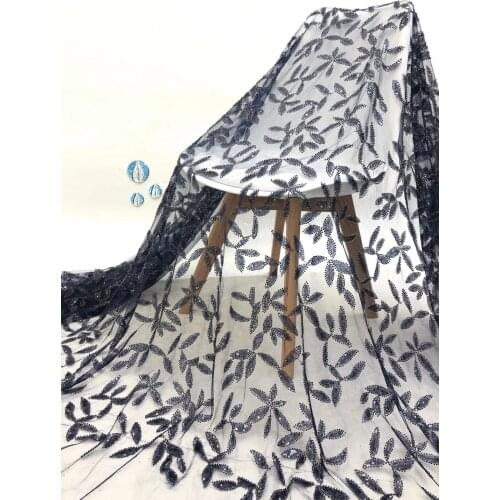 Sequin French Tulle Lace Fabric 2021 High Quality African Lace Fabric Nigeria Fashion Handmade Sequin Party Lace XB4628