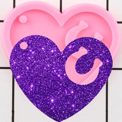 Shiny Heart Horse Shoe Silicone Keychain Mold DIY Necklace Making Jewelry Mould Handmade Charms Molds Polymer Clay Pendant
