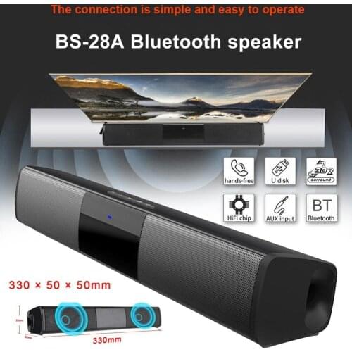 BS-28A PC Bluetooth soundbar Detachable Subwoofer Speaker USB Wired with Microphone Stereo Surround TV Speakers Aux for Laptop
