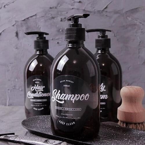 500ml Soap Shampoo Bottle Bathroom Body Wash Hair Conditioner Sub-bottling Plastic Lotion Brown Travel Dispenser Bath Stora Y3F0
