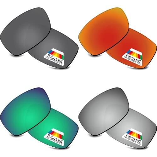 Bwake 4 Pairs Black & Silver & Green & Fire Red Polarized Replacement Lenses for-Oakley Fives Squared Sunglasses Frame