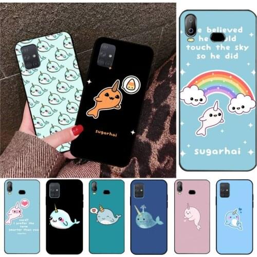 CUTEWANAN Narwhal Kawaii Cute Animals Phone Case Cover For Samsung A10 A20 A30 A40 A50 A70 A80 A71 A91 A51 A6 A8 2018
