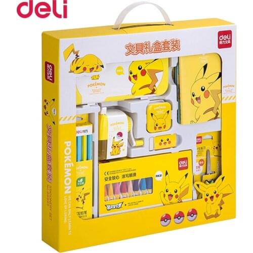 Deli Pokemon 8pcs/pack Stationery Set Student School Supplies Kids Cute Pikachu Birthday Gift Writing And Drawing Set wholesale