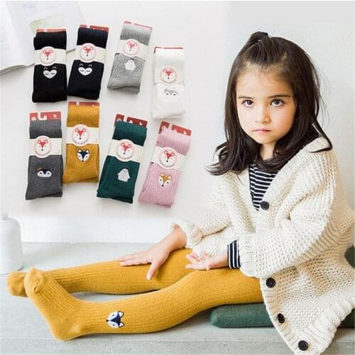 Kid Girl Tights Baby Stockings Autumn Animal Baby Tights Warm Child Pantyhose Cotton Pants Candy Color Cute Girls Trousers 0-12T