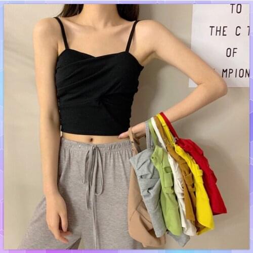 Women Strap V Neck Vest Cami Sexy Tank Tops Female Backless Corset Camisole Crop Top Korean Tube Top Solid Cropped Top Summer