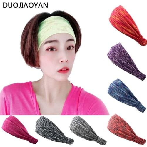 DUOJIAOYAN New Sport Sweat Headband Women Sweatband Breathable print Headband Yoga elastic Hair Band Soft Bandanas