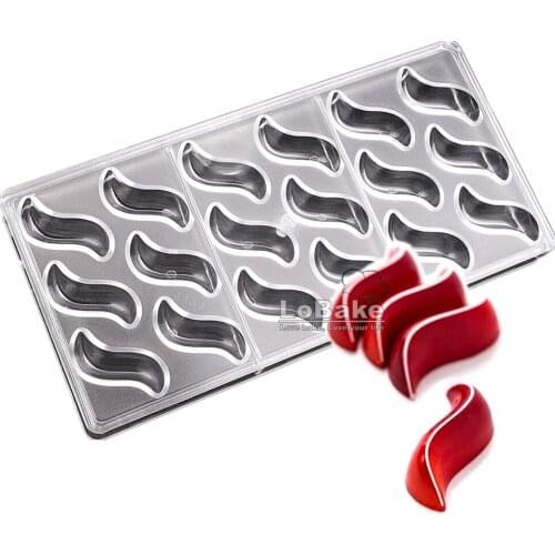 18 cavities curve arc S shape polycarbonate PC chocolate mold ice cube mould chocolat candy making molds DIY baking stuff