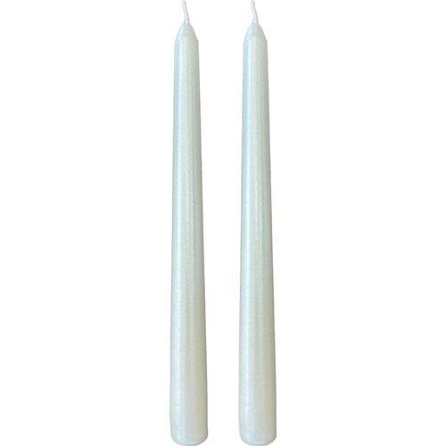 Intent Candle-Candlestick Candle-Metallic-2 Pcs-Pearlescent White-26CM