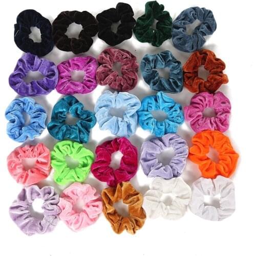 KENSHELLEY Hot Sale 50 Colors Custom Logo High Quality Handmade Hair Ties Elegant Woman Soft Velvet Scrunchies