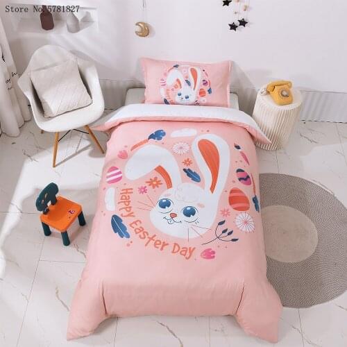 2/3 Piece Rabbit Animals Bedding Set 3D Print Jesus Christ Cartoon Duvet Cover Set Happy Easter Day Bed Quilt Cover Pillowcase
