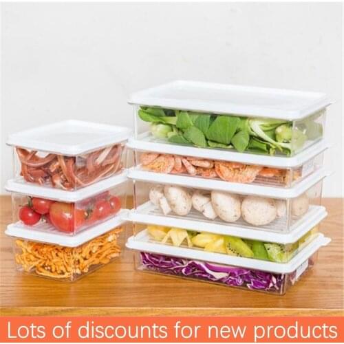 Kitchen refrigerator Food storage box with lid Fresh-keeping box Dumpling vegetable egg rack Stackable microwave storage box