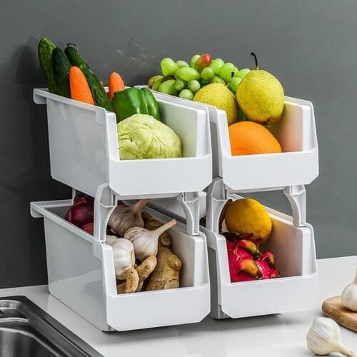 Kitchen Multi-function Storage Box Fruit Vegetable Racks Superimposed Organizer Box Desktop Large Capacity Storage Rack