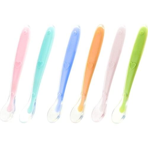 Baby Soft Silicone Feeding Spoon Infant Solid Color Food Utensils Spoons Newborn Safety Food Supplement Tableware MY0040