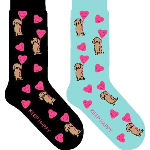 Cute dachshund socks with romantic balloon women socks kawaii sausage dog themed gift for pets lovers mom 50 pair/lot ORIGINAL