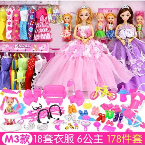 6 princesses dressed as doll sets toy house big gift box girl princess family mansion villa full set of foreign suprise