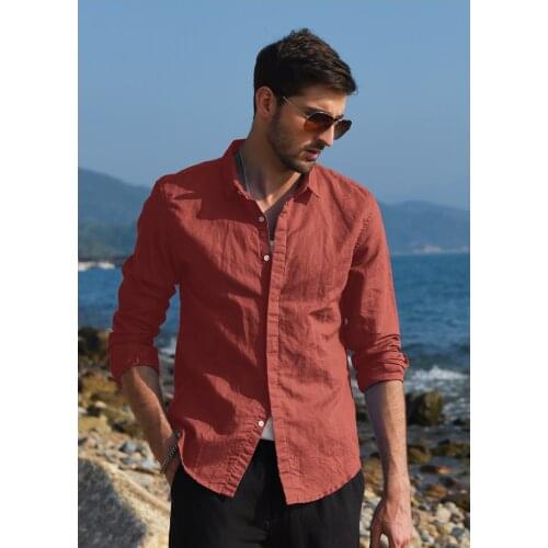 Obrix Male Summer Light Natural Materials Shirt Single Breasted Casual Cotton Linen Full Sleeve Basic Minimalist Shirt For Men