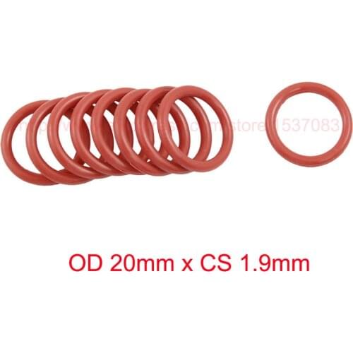 OD 20mm x CS 1.9mm red o-ring silicone o ring oring sealing gasket