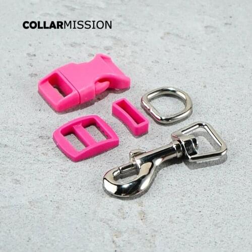 Plastic buckle+Tri-Glid+square keeper+D ring+metal dog clasp/set)Multiple pieces of 15mm rose DIY dog collar accessories