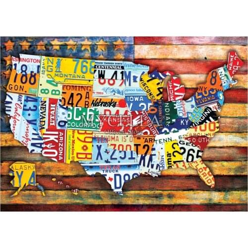 Road Trip USA 5d Diy Diamond Painting Cross Stitch Diamond Embroidery Patriotic Americana Full Rhinestone Mosaic Home Decor
