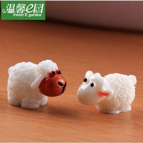 Sale 2 Pcs/lot White Sheep Resin For Miniature Garden Fairy For Home Decoration