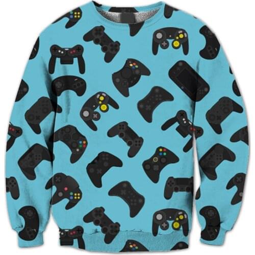 REAL AMERICAN US SIZE Control Play 3D Sublimation print Crewneck Sweatshirts plus size 4XL 5XL 6XL