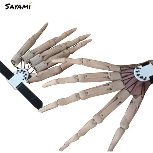 Halloween Scary Props Plastic Skeleton Hands Realistic Life Size Plastic Flexible Joint Hand Bone For Haunted House Decorations